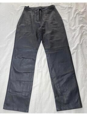 Vintage JLC black leather pants size 8 retro 90's party moto classic high waist